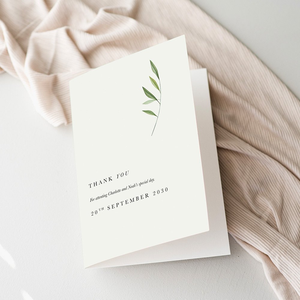 Minimal Olive Thank You Cards For Wedding