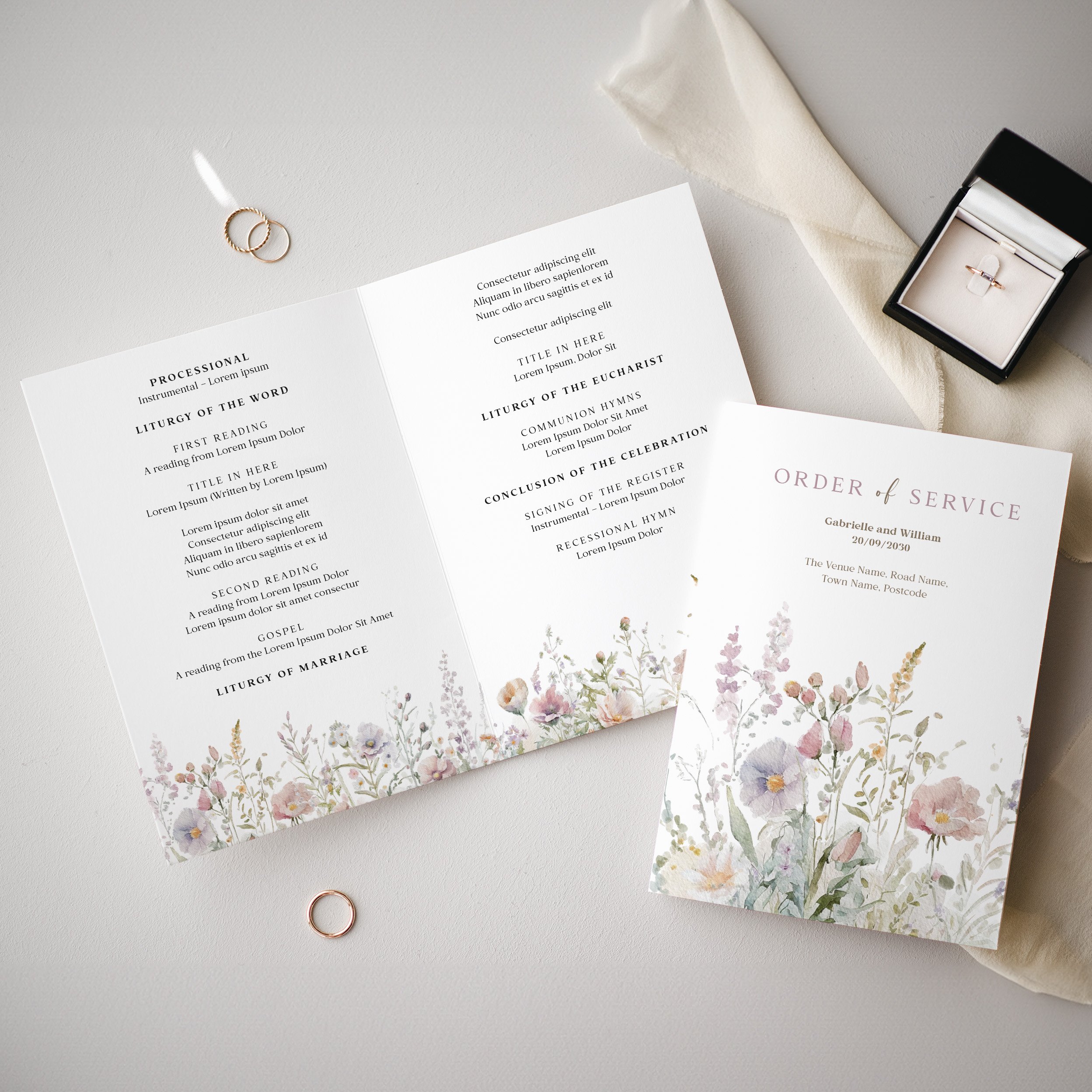 Floral Wedding Order of Service Booklet