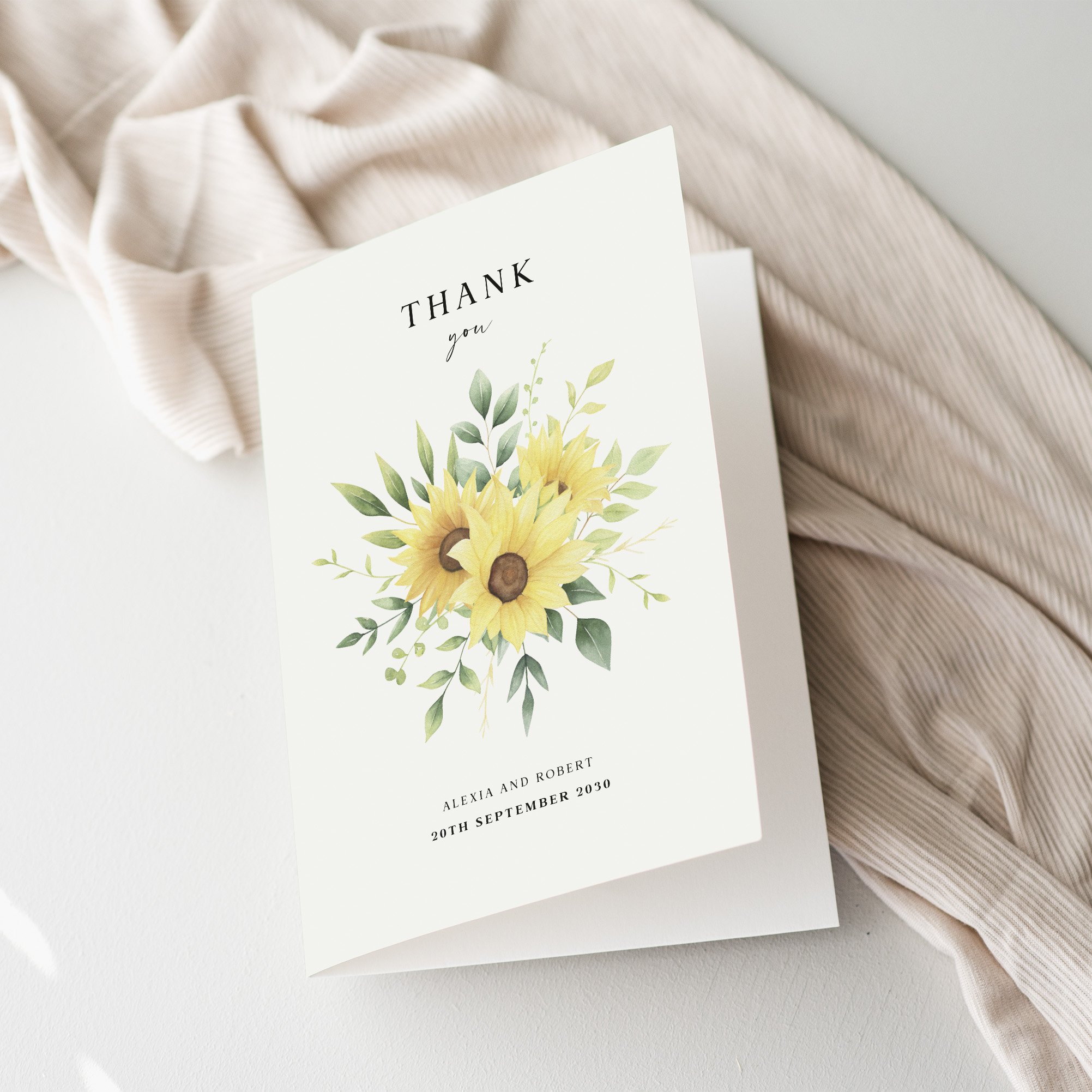 Sunflower Wedding thank you cards
