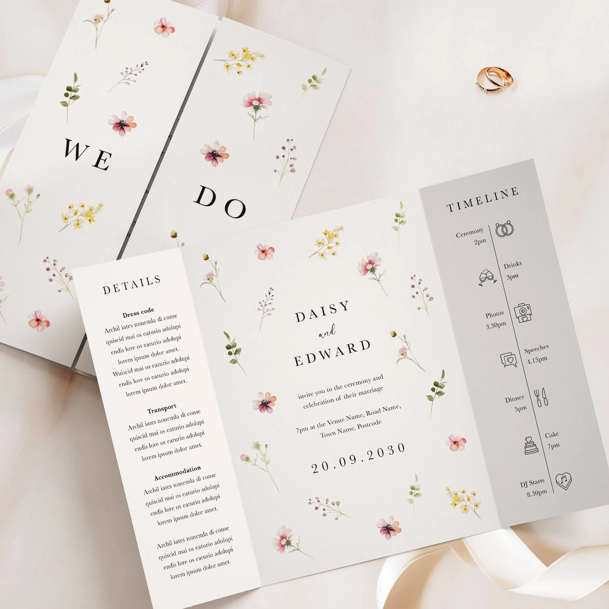 The Flora Gatefold Wedding Invitation