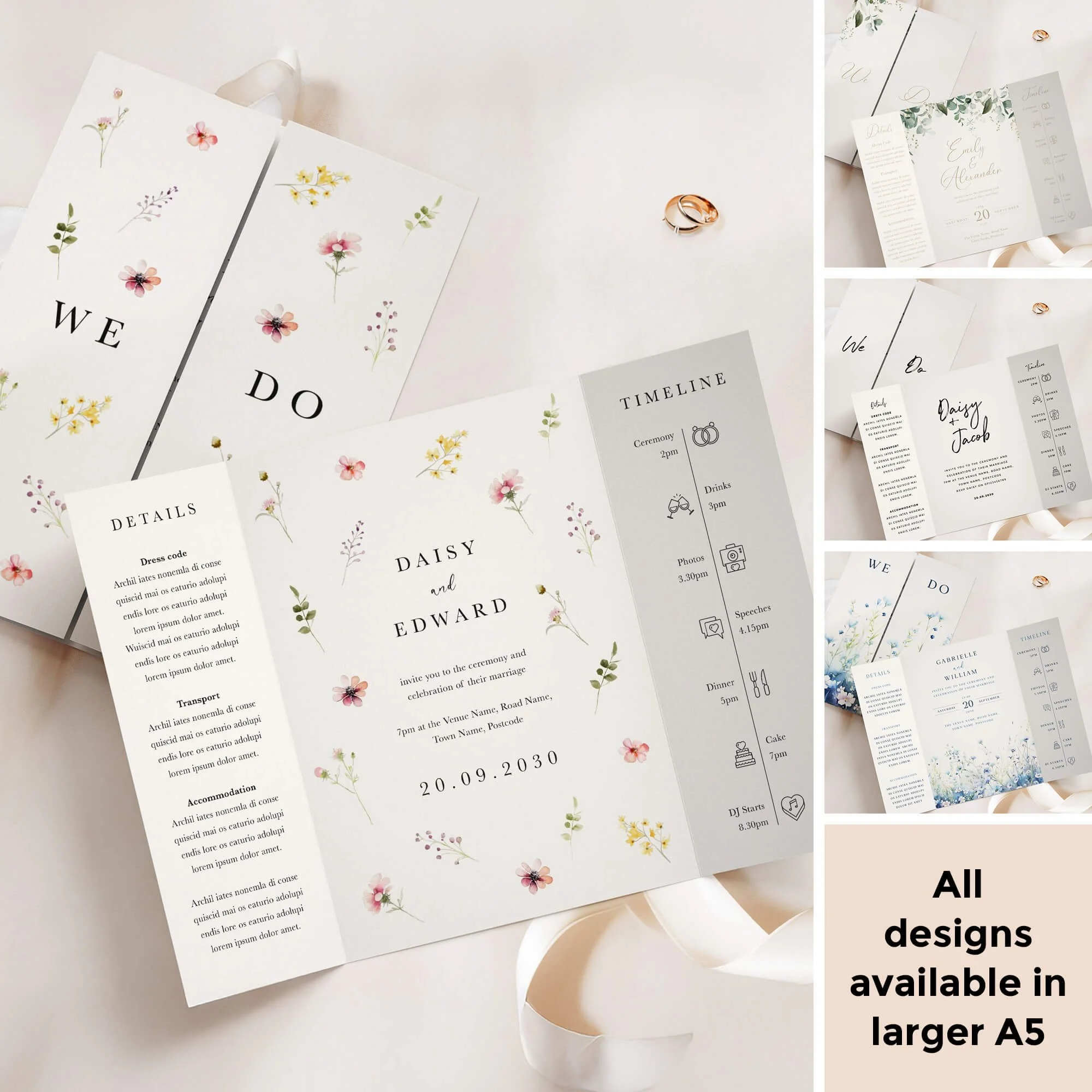 A5 Gatefold Wedding Invitations