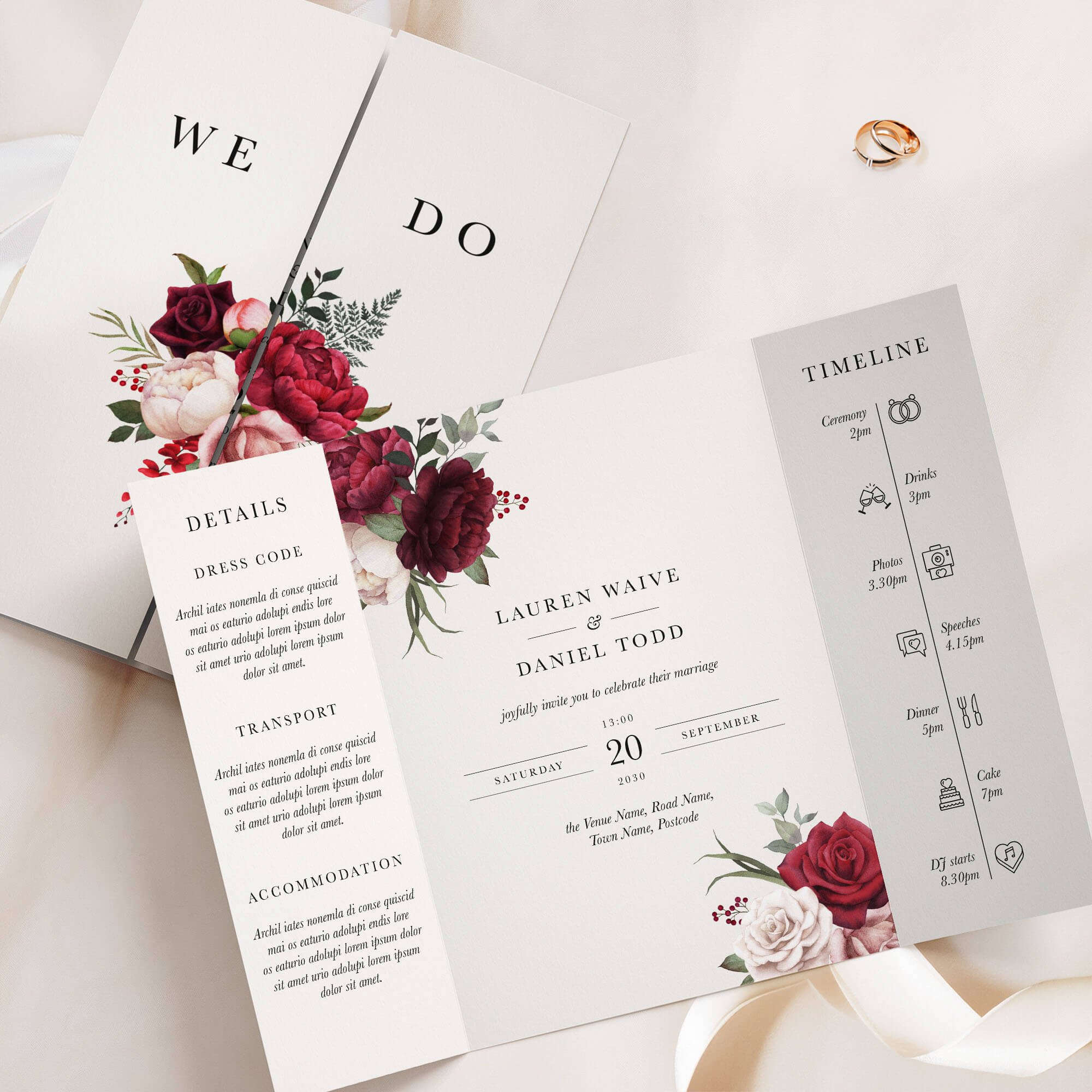 The Romance Gatefold Wedding Invitation