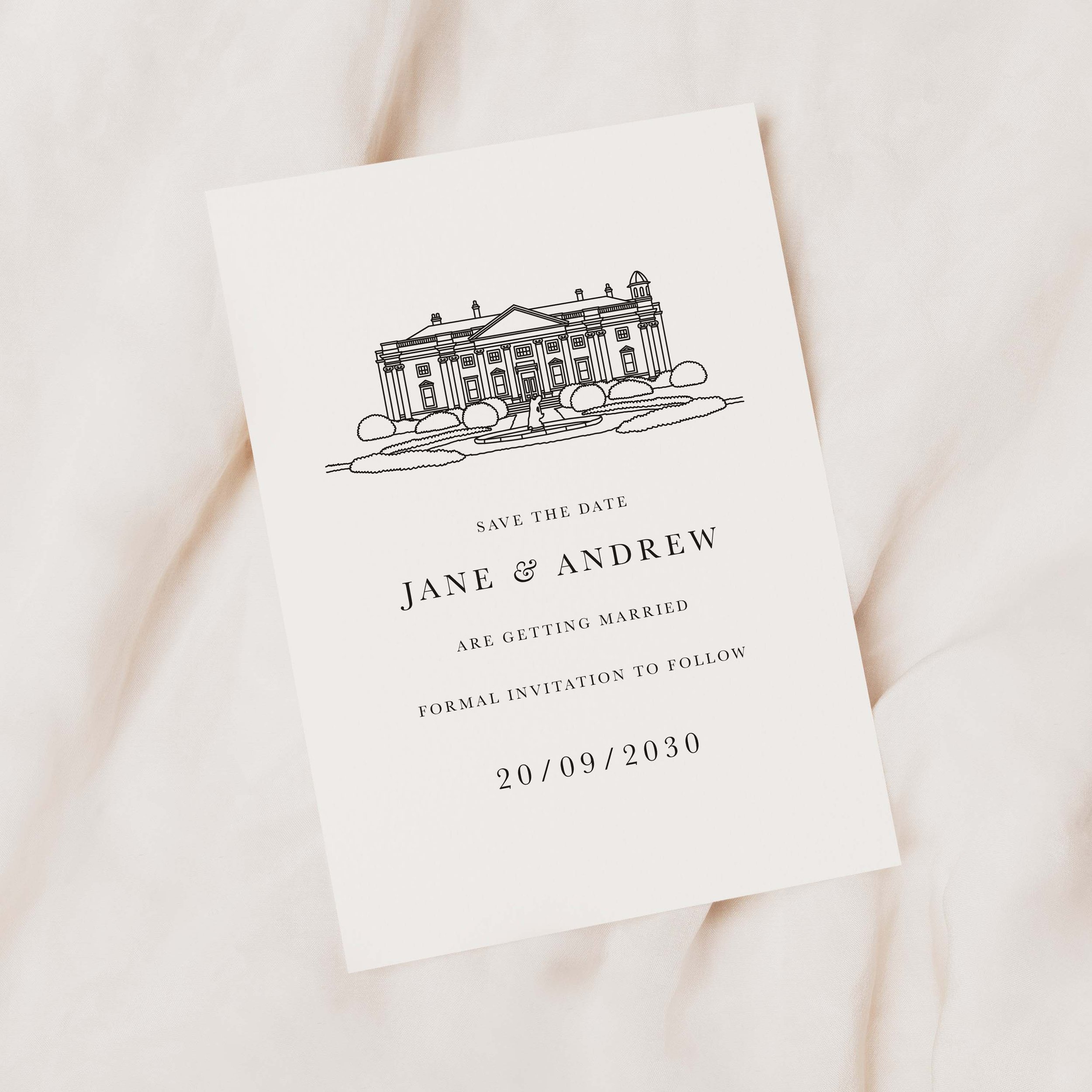 Bespoke Venue Drawing Wedding Save the Date Samples