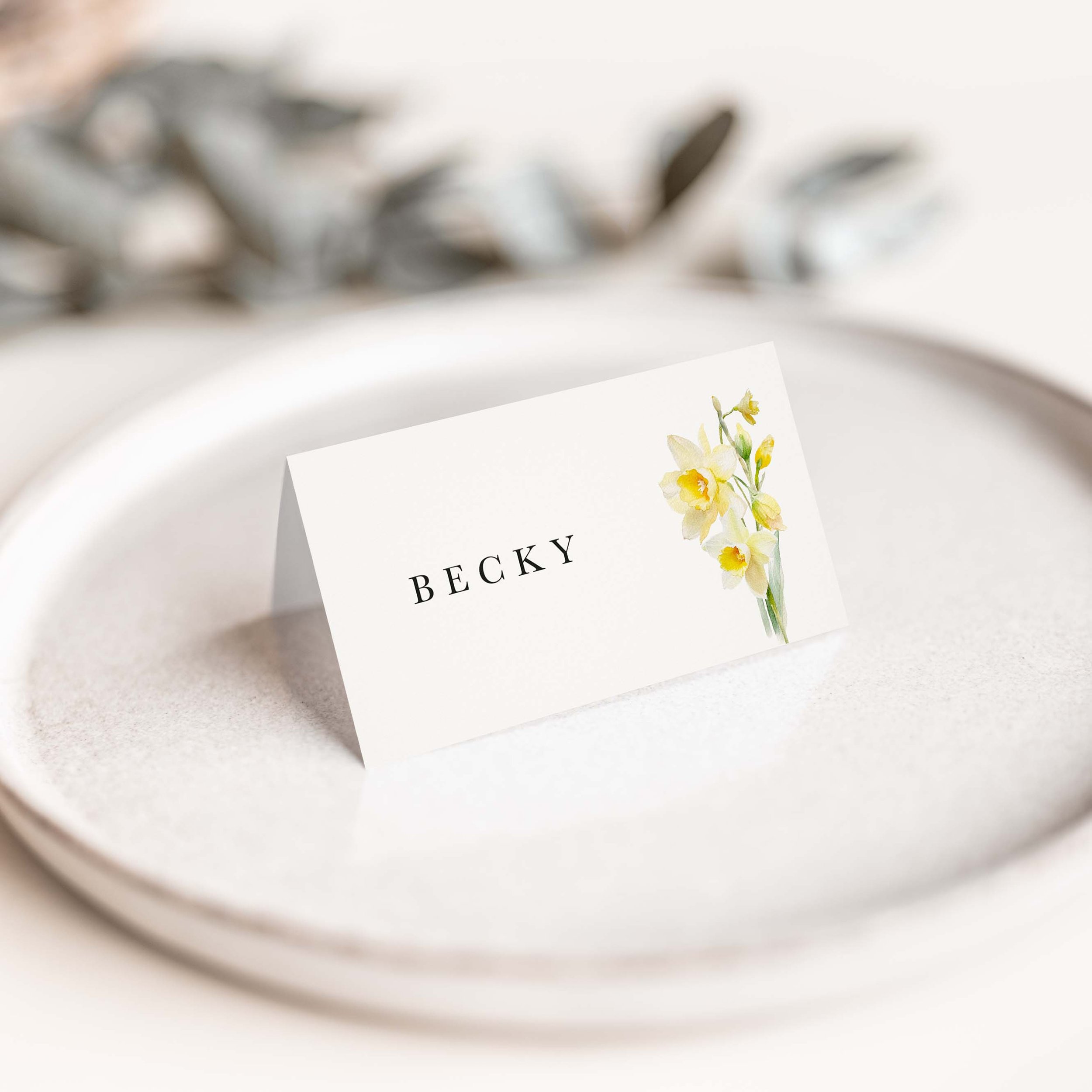 daffodil wedding place name cards