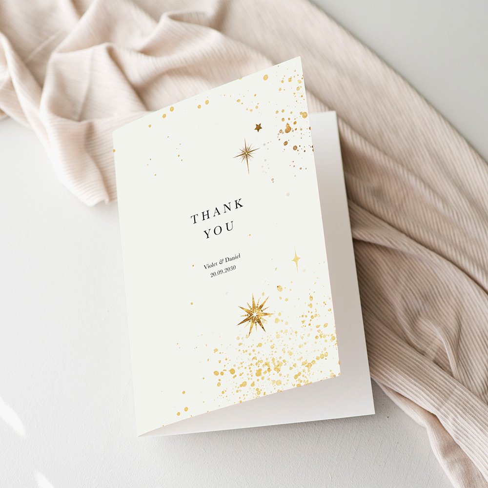Celestial Gold Star Thank You Cards For Wedding