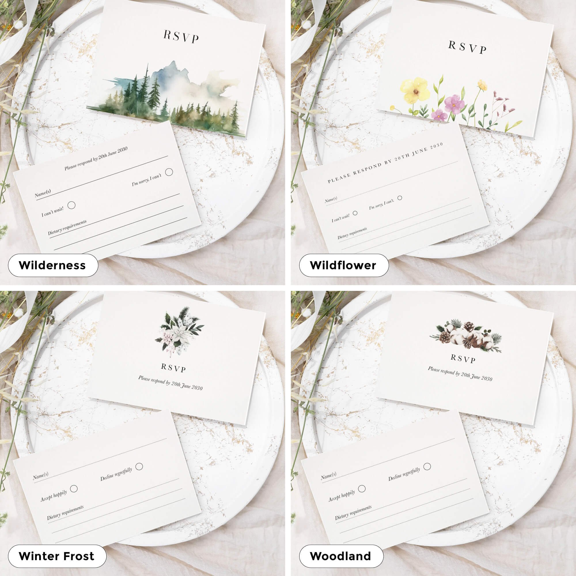 Wedding response card with guest details and attendance confirmation layout
