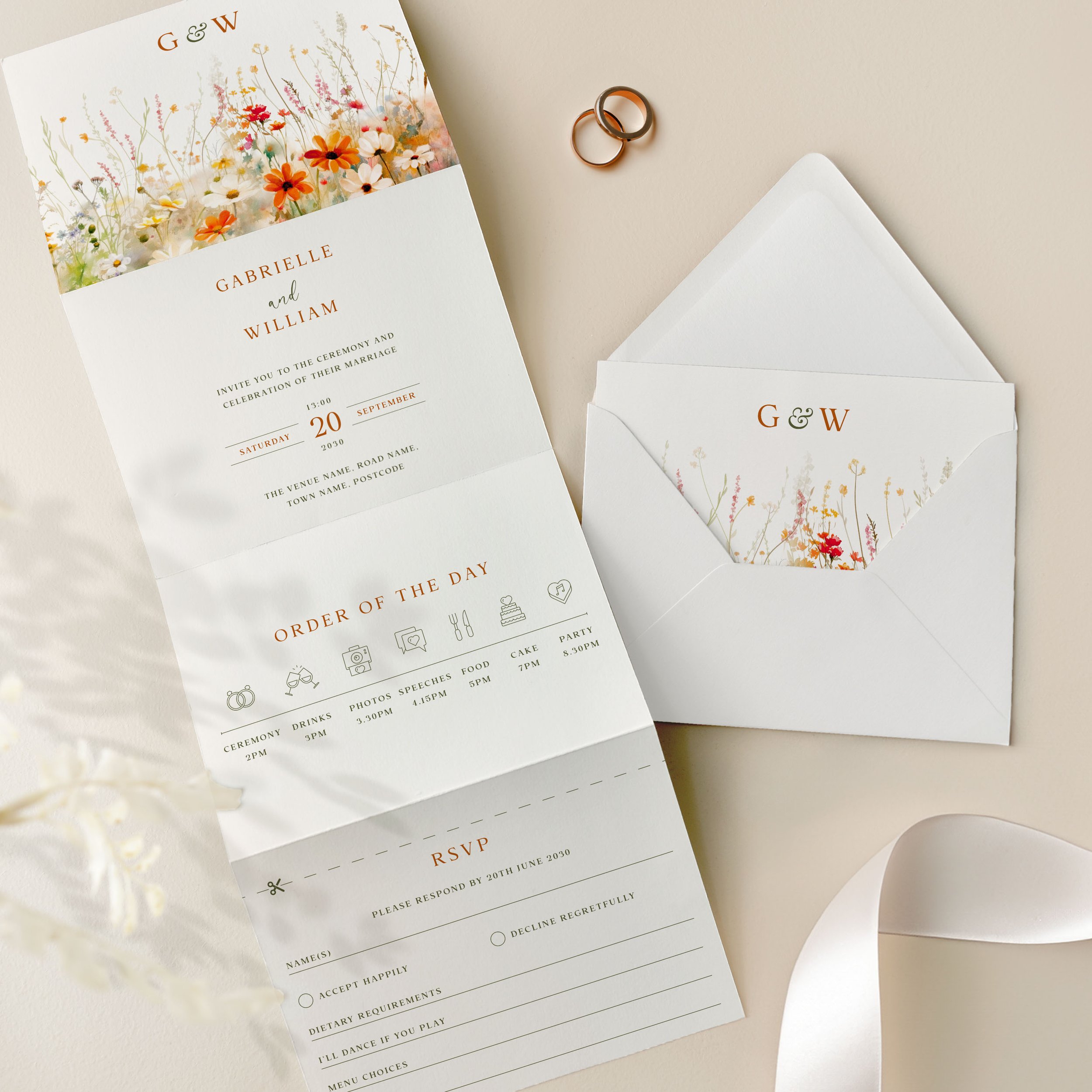 Concertina Wedding Invitation Samples
