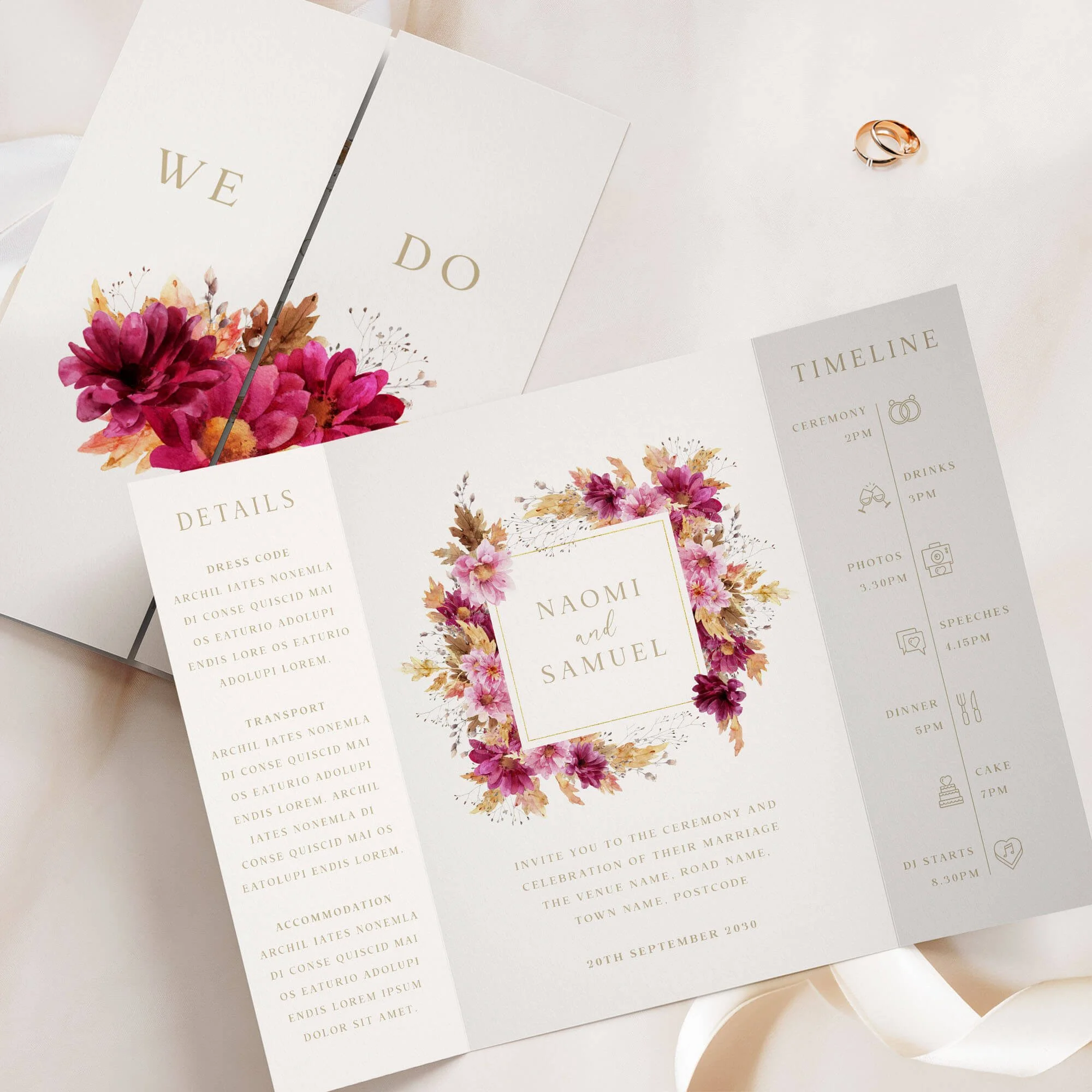 The Chrysanthemum Gatefold Wedding Invitation