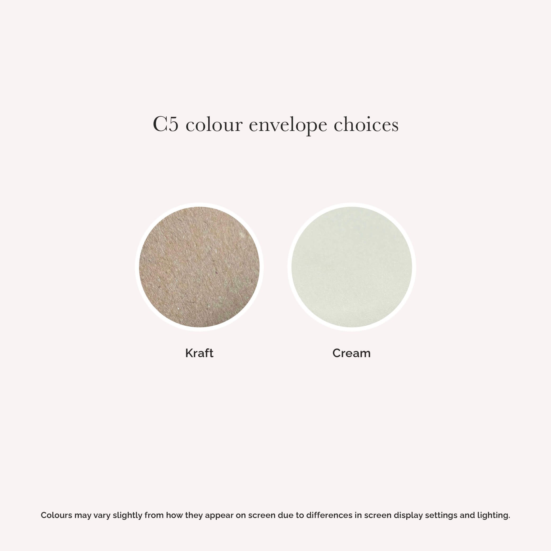 Colour envelope upgrade for A5 wedding invitations with various colour options