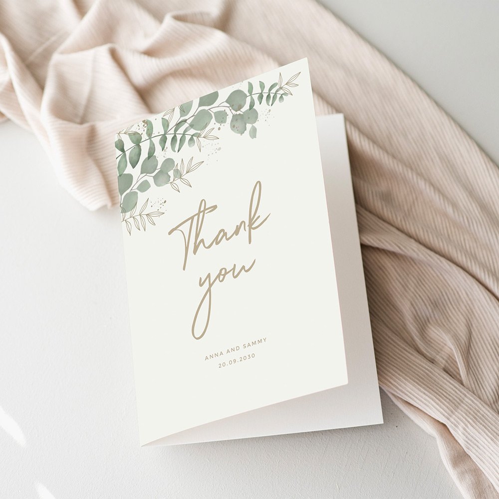 Modern Eucalyptus Thank You Cards For Wedding