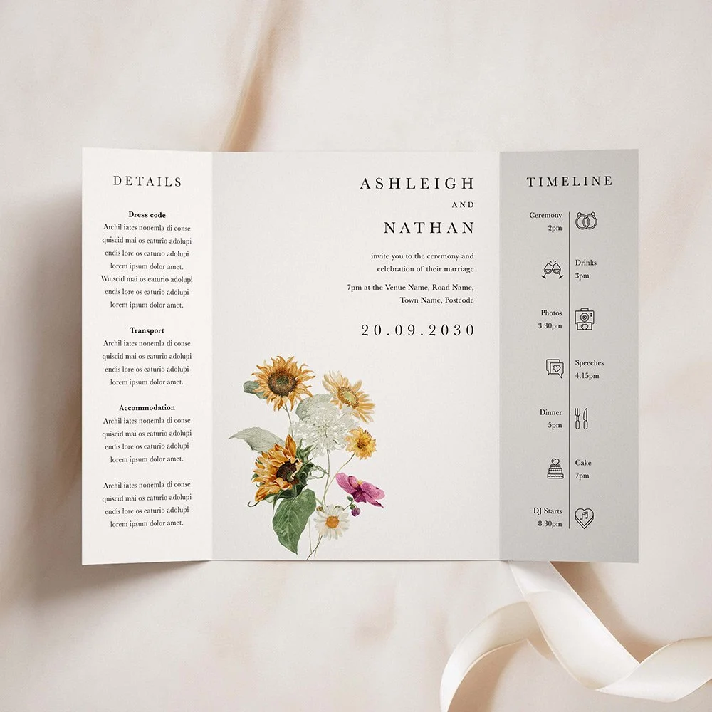 Sunflower Gatefold Wedding Invites