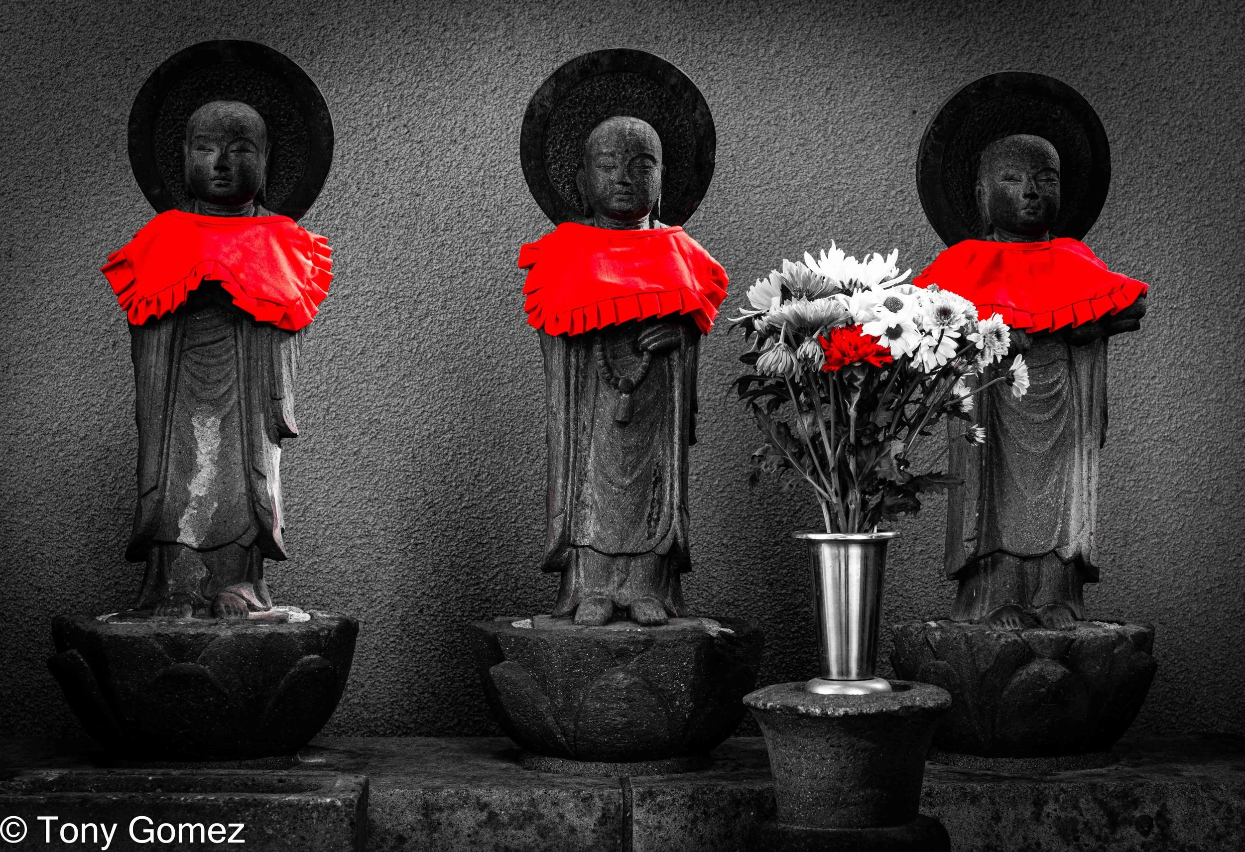 Jizo Bosatu and Flowers - Tokyo - Photo 18x18 $300