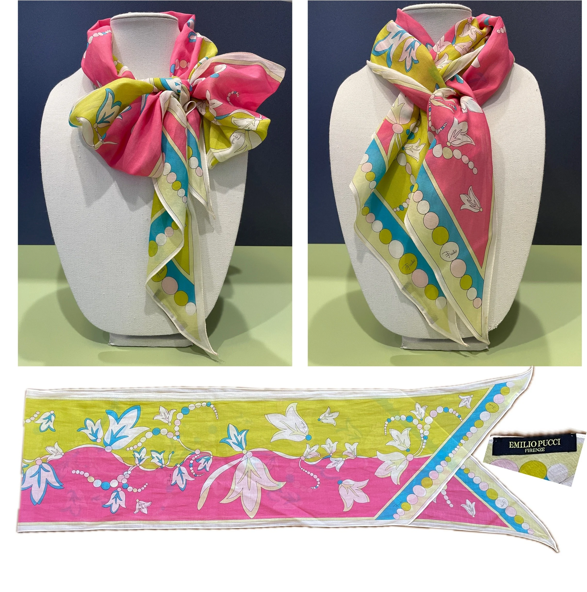 Emilio Pucci Cotton and Silk Vintage Scarf