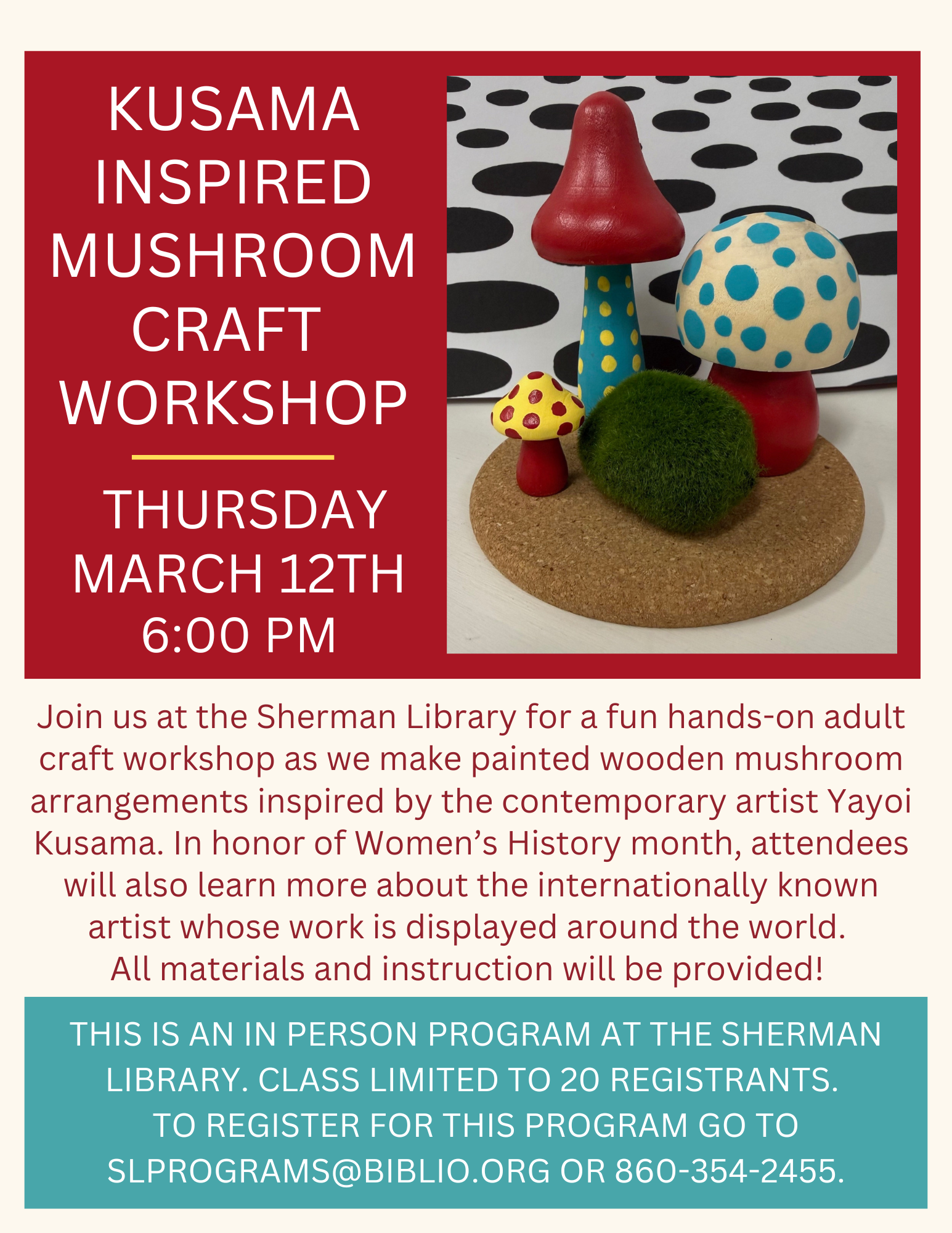Kusama Inspired Mushroom Craft flyer.png