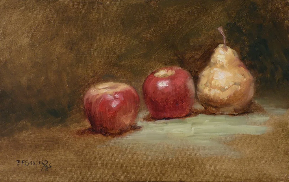 Two Apples and a Pear, 2025 - Canvas - 9x14  $500