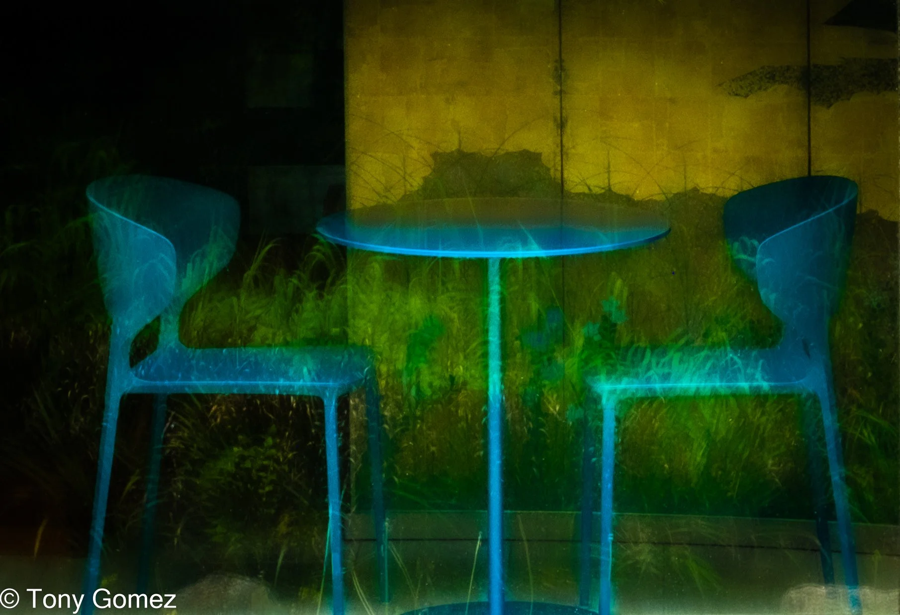 Blue Chairs and Table in Window - Kyoto - Photo 18x18 $300
