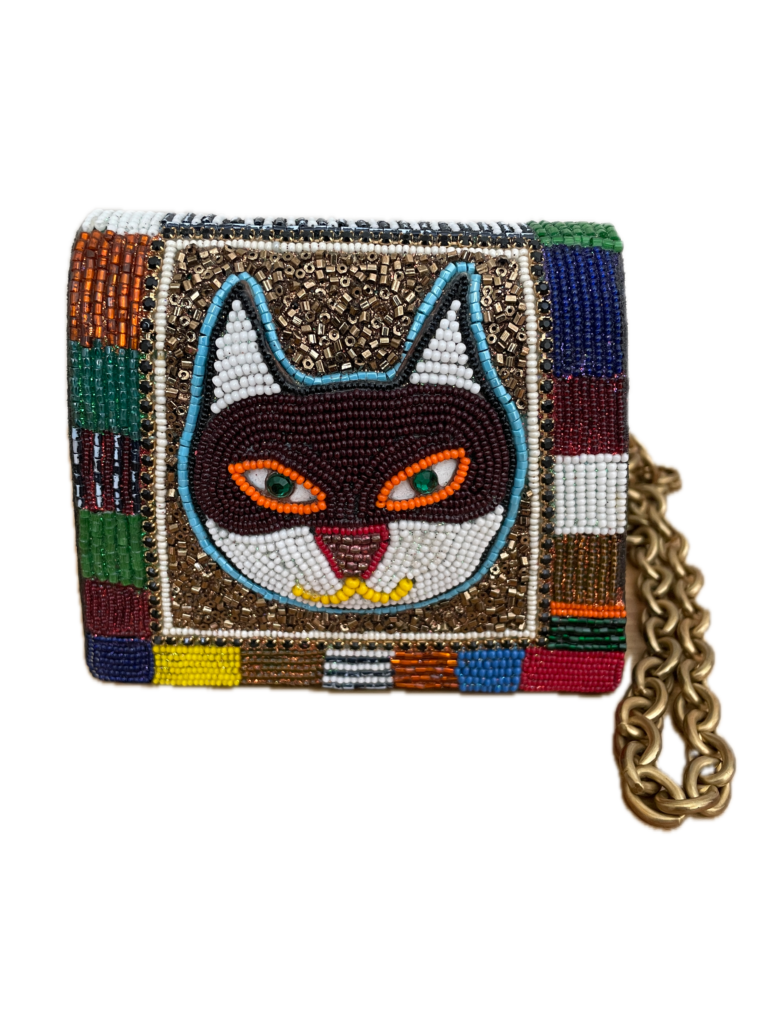 Designer Bradley Levin's Vintage Hand Beaded Cat Cross Body