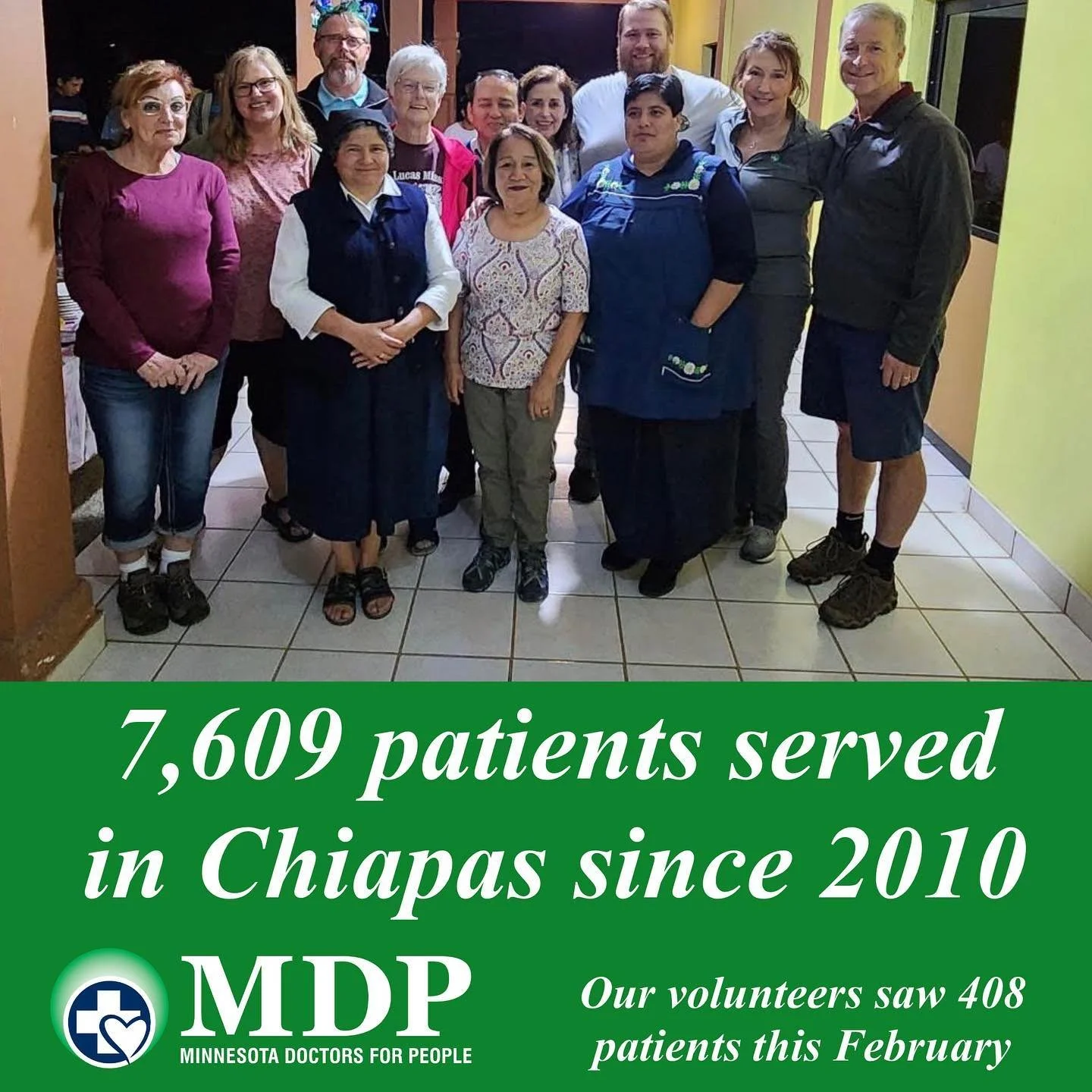 The numbers are in! In February our volunteers saw over 400 patients in Chiapas, bringing the program total up to 7,609 since 2010. We were blessed to have so many eager professionals willing to give their time and talents to our first trip back to t