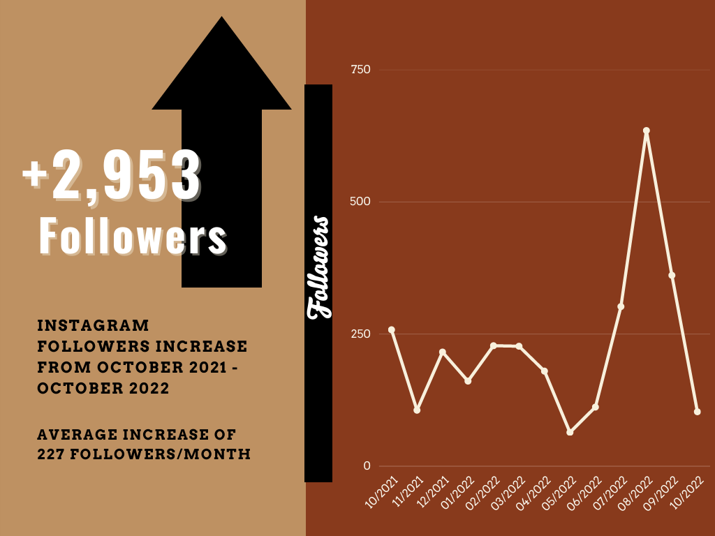 Chart depicting the Instagram growth of the Esquire Tavern in San Antonio