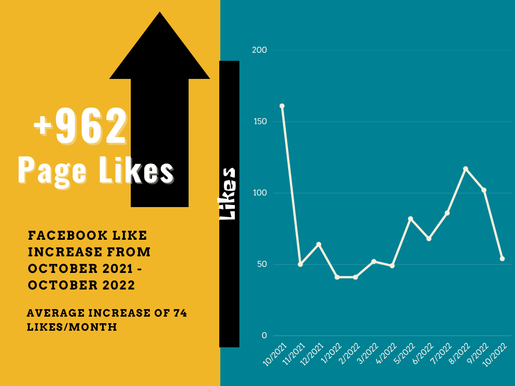 Chart depicting increase in Facebook page likes for Hugman's Oasis in San Antonio.