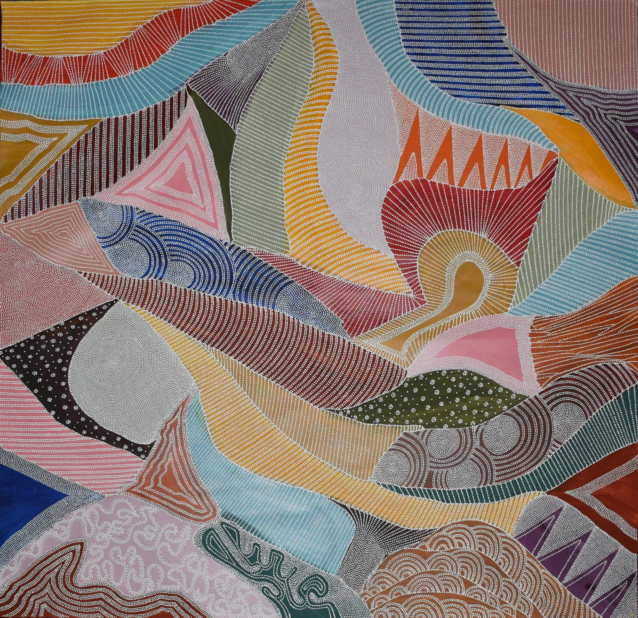Konstantina, Ken Done Loves Joy, 2025, acrylic on canvas, 120 x 120cm. Courtesy Arts d'Australie.Stéphane Jacob