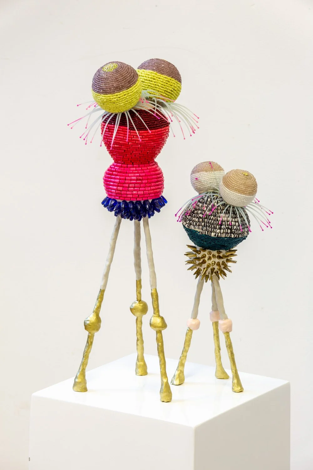 Preta Wolzak, Hemelkijker/Heaven watcher, 2021, Clay, epoxy, crystal beads, 17.7 x 11.4 and 23.6 x 9.8"/45 x 20 cm and 60 x 25 cm