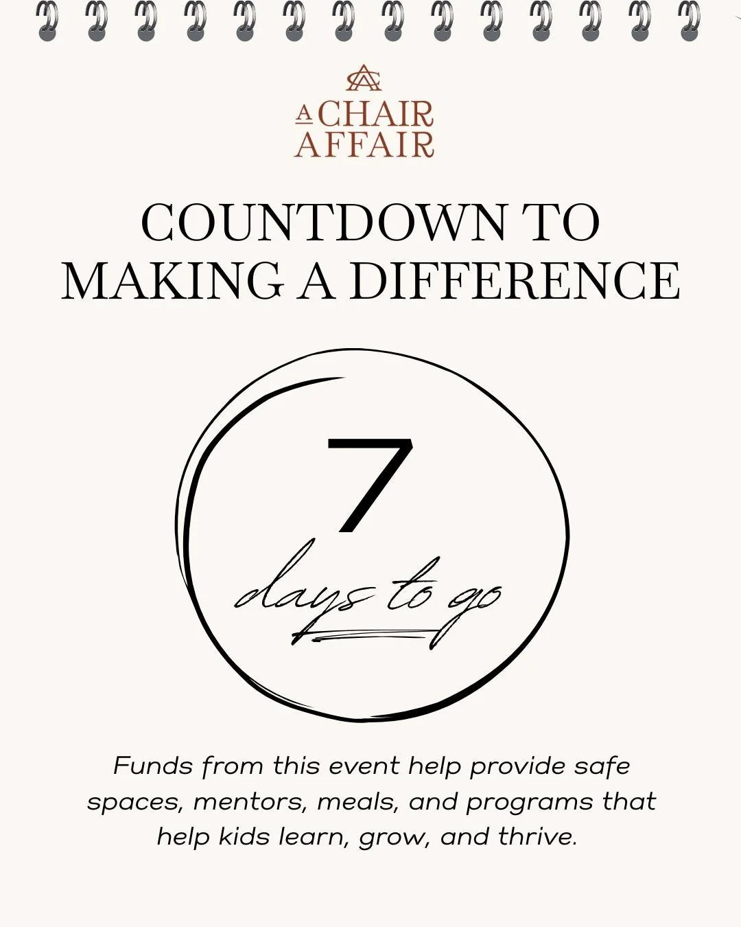 In just one week, we&rsquo;ll come together for a night that&rsquo;s about so much more than the lights, the energy, and the celebration. A Chair Affair 2026 is a moment where you help make a real difference by showing up, supporting the mission, and