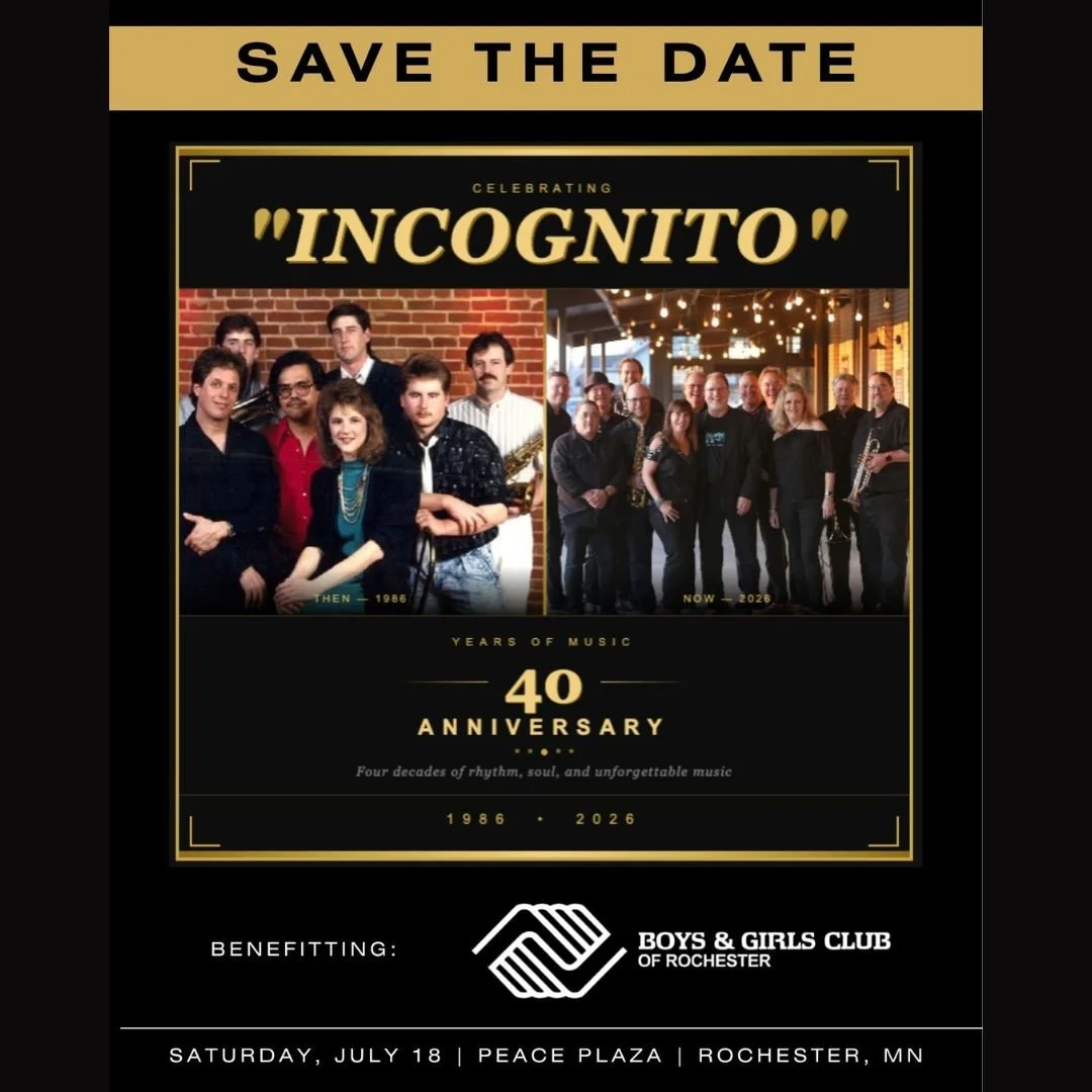 This year, Incognito is celebrating their 40th anniversary&mdash;and what better way to celebrate than with an outdoor concert benefitting Boys &amp; Girls Club of Rochester? 💙

SAVE THE DATE: Saturday, July 18
More details coming soon&hellip; you w