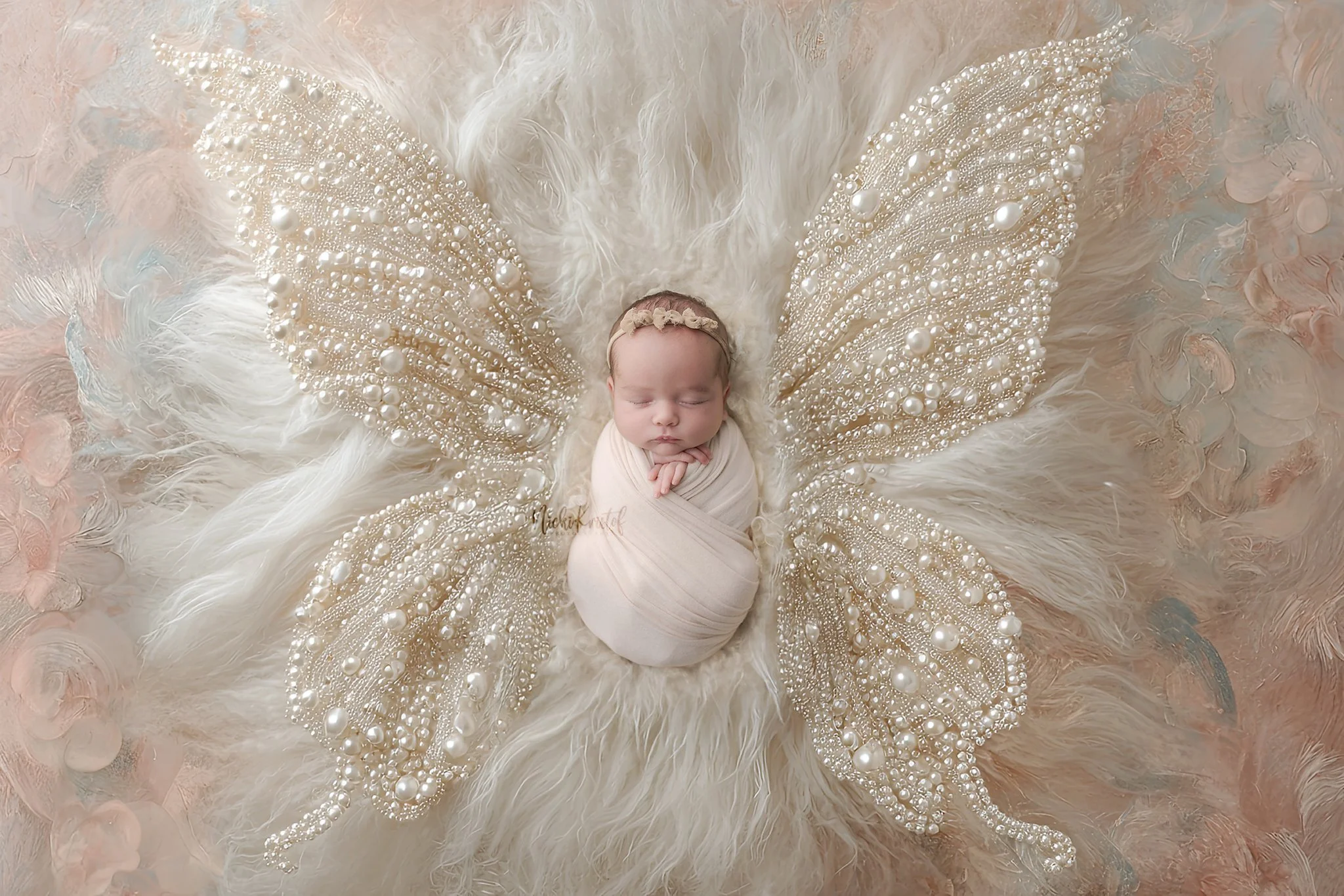 Coral Springs, FL Newborn photography Baby girl swadlled butterfly