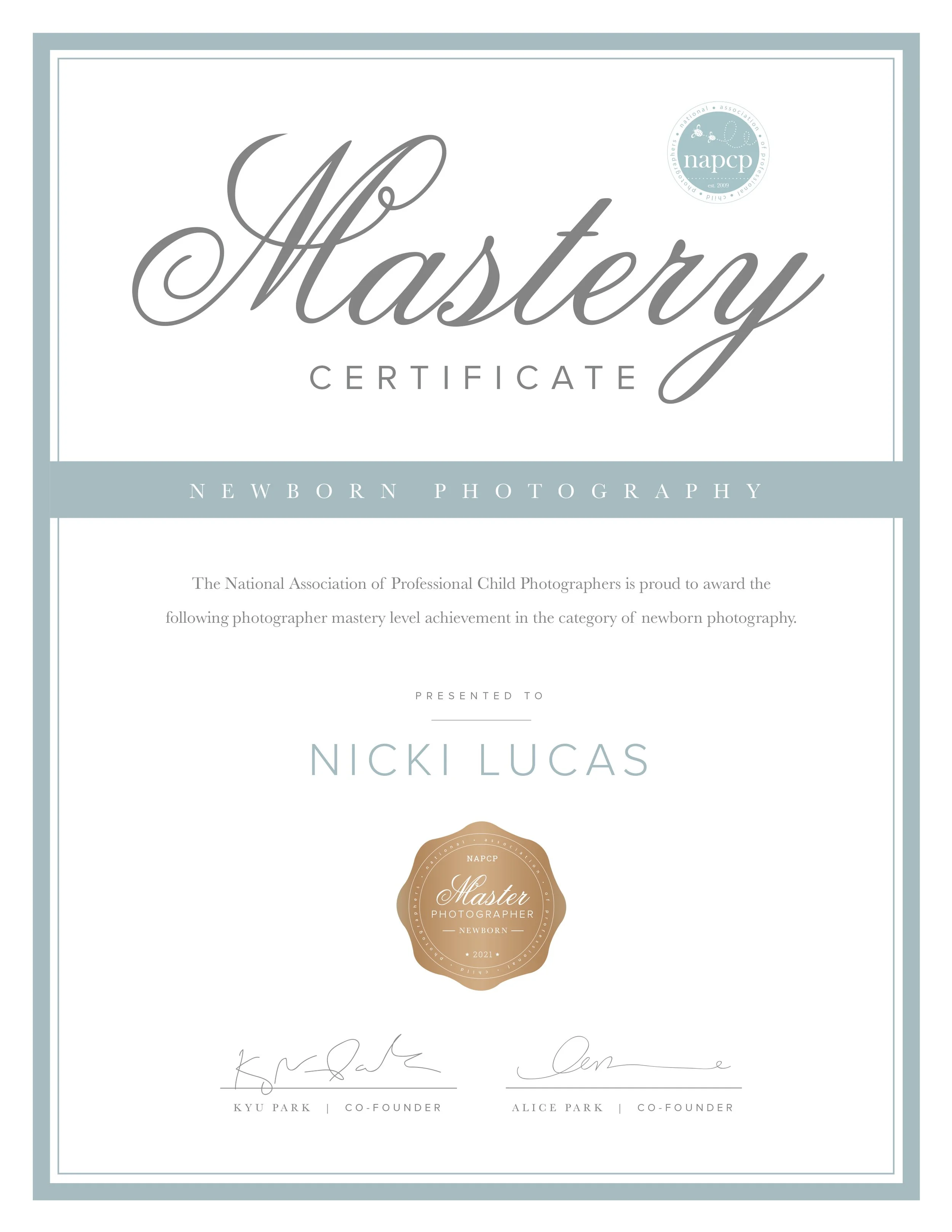 Nicki Kristof Photography Master Newborn Photographer Certificate