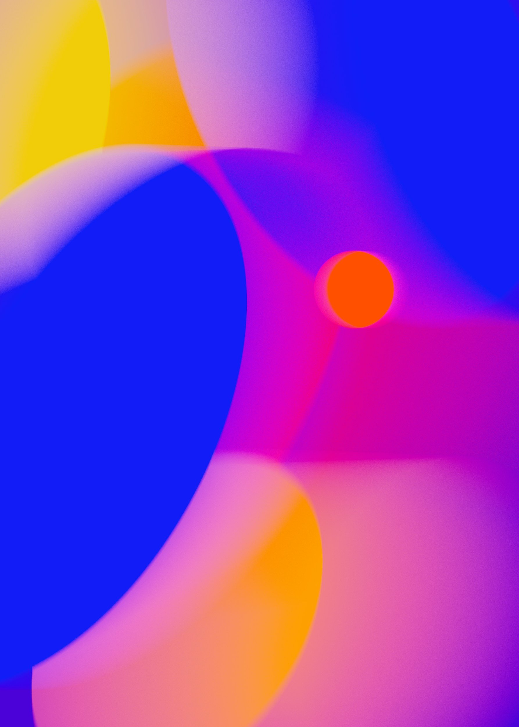 Abstract digital artwork with vibrant colors including blue, pink, purple, orange, yellow, and red in flowing shapes and gradients.