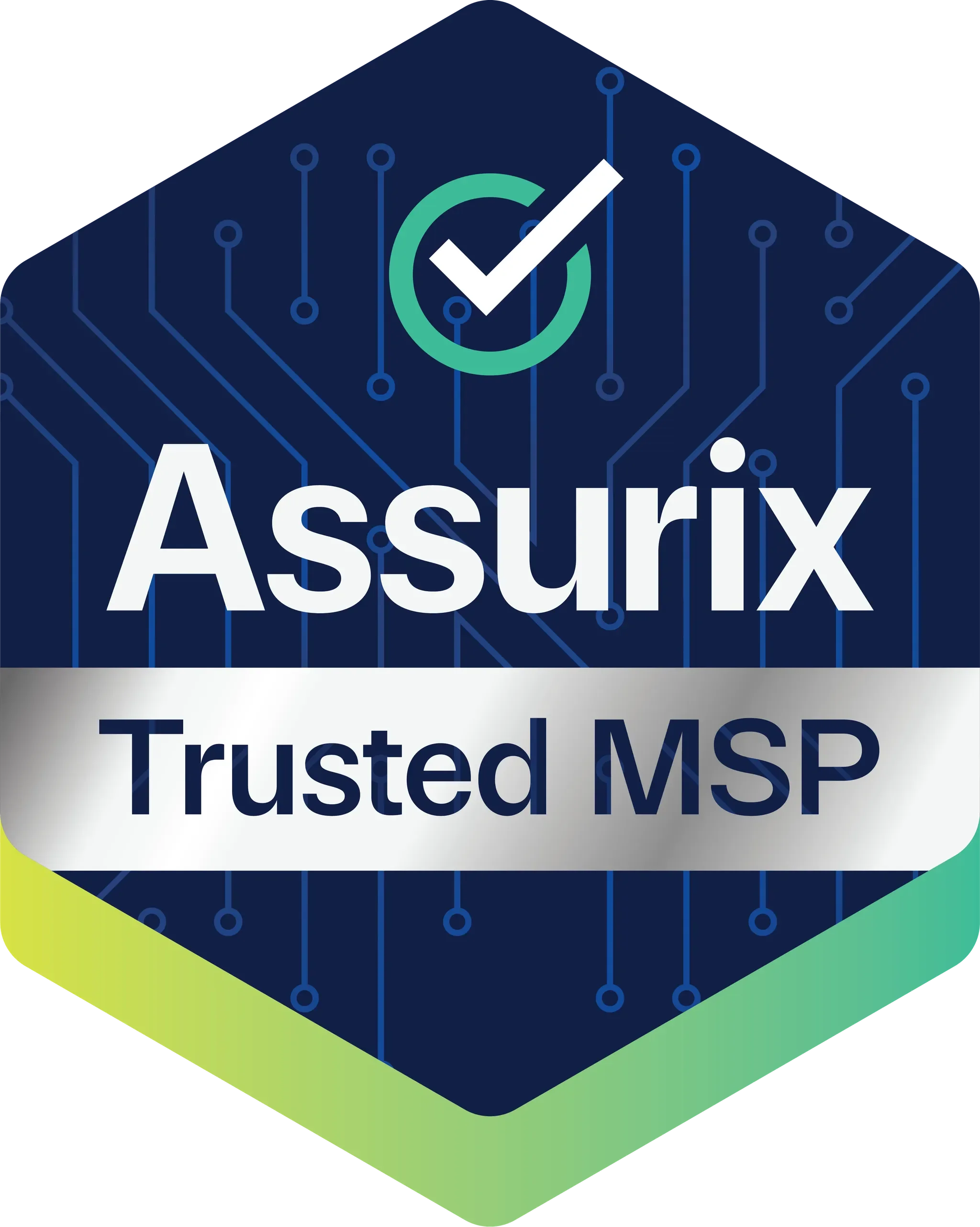 Hexagon shaped logo signifying that Pinnaca is a Assurix Trusted MSP