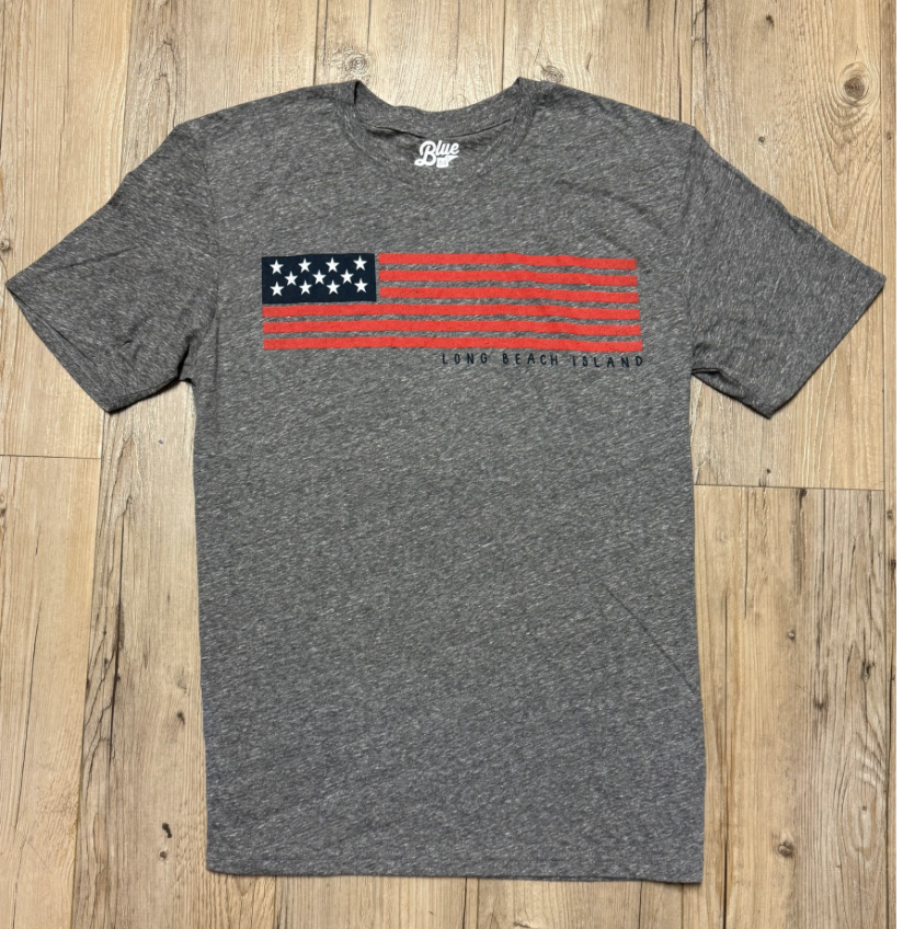 LBI | Adult Triblend Short Sleeve Tee with Full Chest Flag