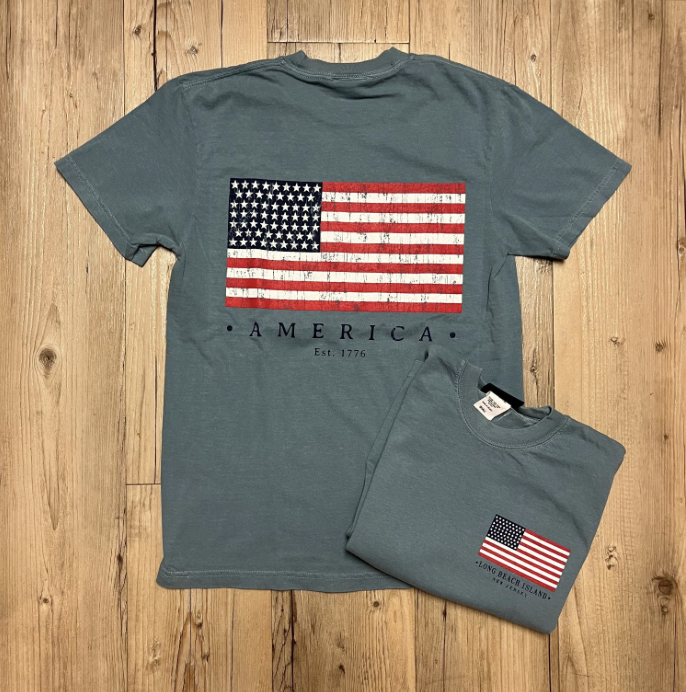 LBI | Adult Short Sleeve Tee with Back American Flag