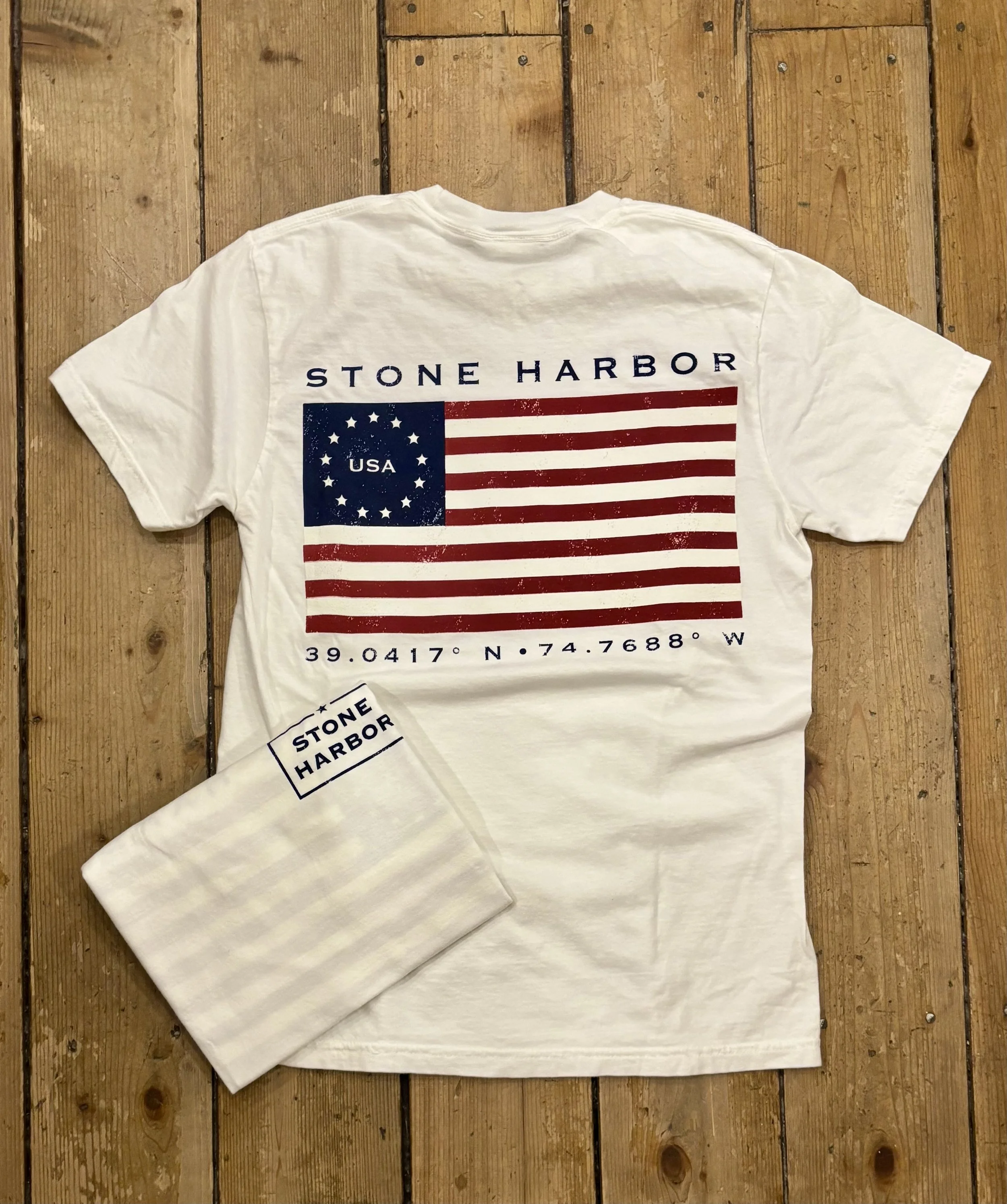 STONE HARBOR | MENS TSHIRT W/ FLAG BACKPRINT