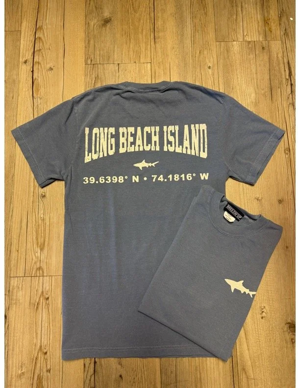 LBI | Adult Short Sleeve Tee with Back Shark Coordinates