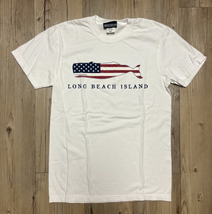 LBI | Adult Short Sleeve Tee with Flag Whale