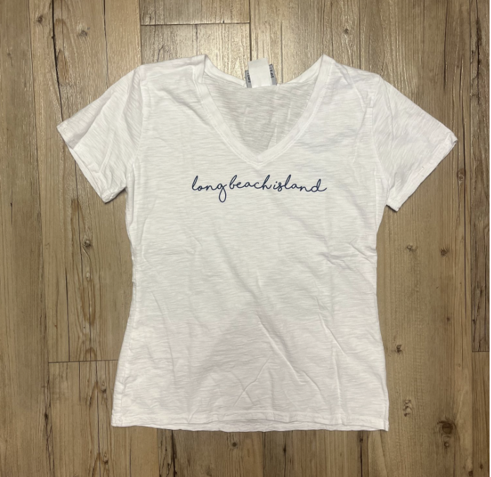 LBI | Ladies V-Neck Tee with Cursive Name