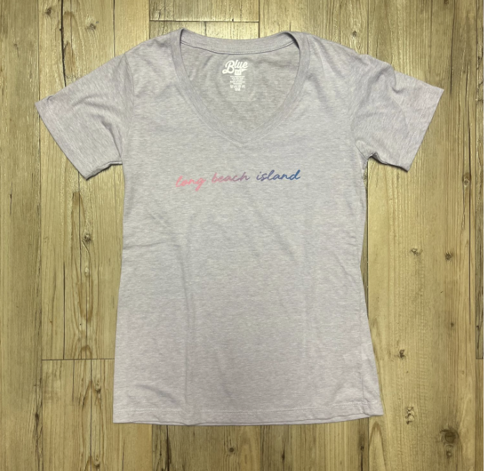LBI | Ladies V-Neck Tee with Cursive Ombre Name