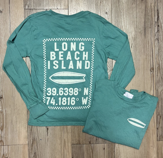 LBI | Youth Long Sleeve Tee with Back Surf Coordinates