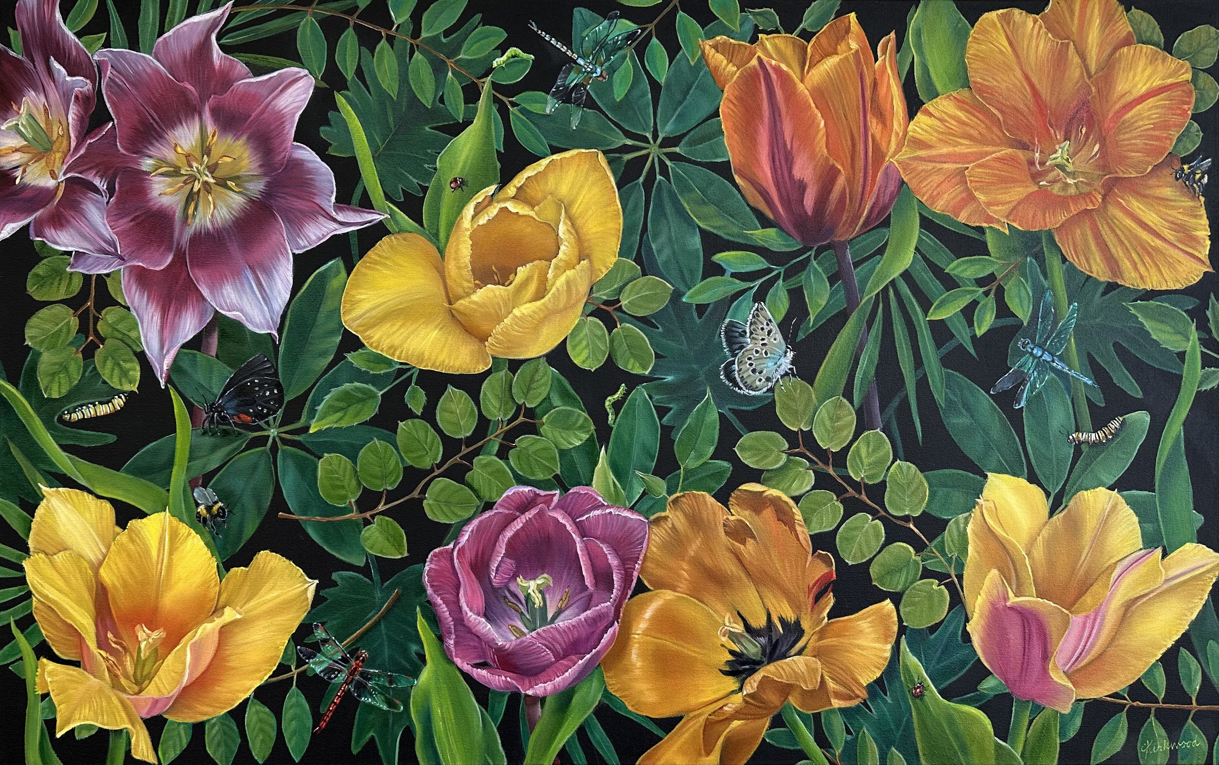 "Modern Botanical" acrylic & oil on canvas, 24" x 38" SOLD