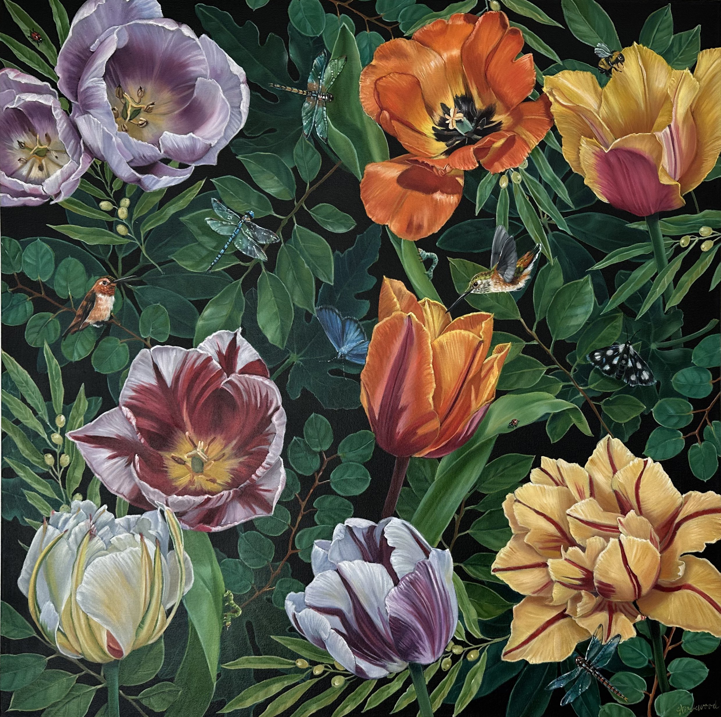 "Modern Botanical II" acrylic & oil on canvas, 30" x 30"