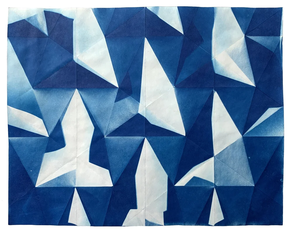   Folded Cyanotype  167, 2021 8 x 19 inches Cyanotype fluid on paper 