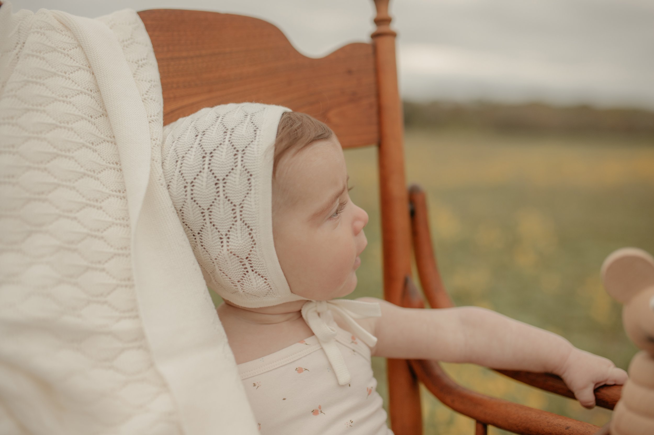 Fine Pointelle Bonnet - Cream — Peluche Blankets