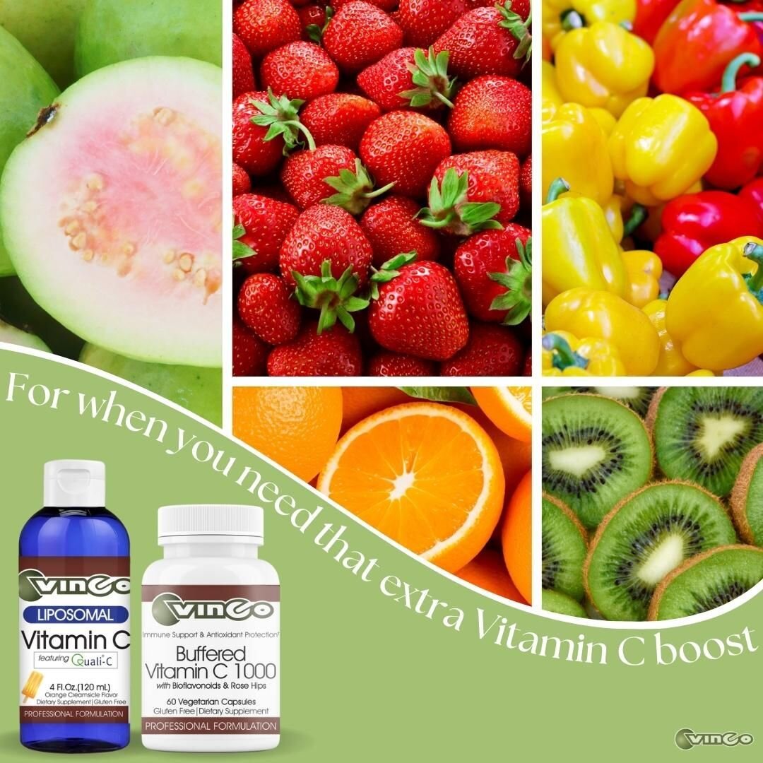 Vitamin C has long been touted as a powerful antioxidant with the potential to reduce the risk of chronic disease and boost immunity.

Vinco offers 2 convenient delivery methods for this powerful vitamin! Our liposomal liquid is easy to take, has an 