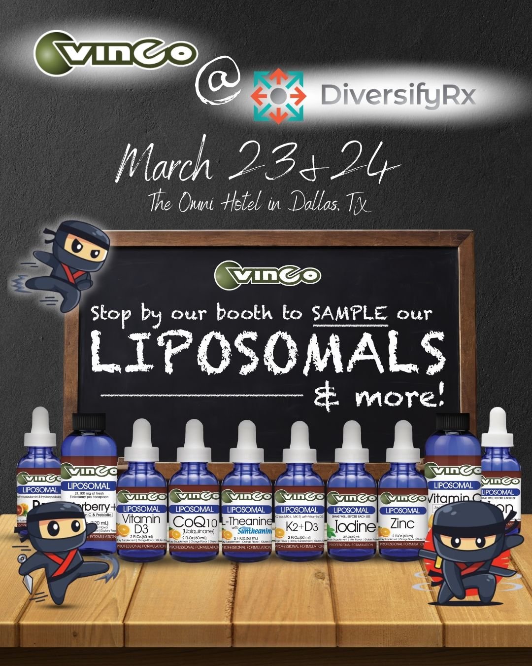 Stop by, say hello, and try a few of our tasty liposomal liquid supplements! Hope to see you today or tomorrow!
