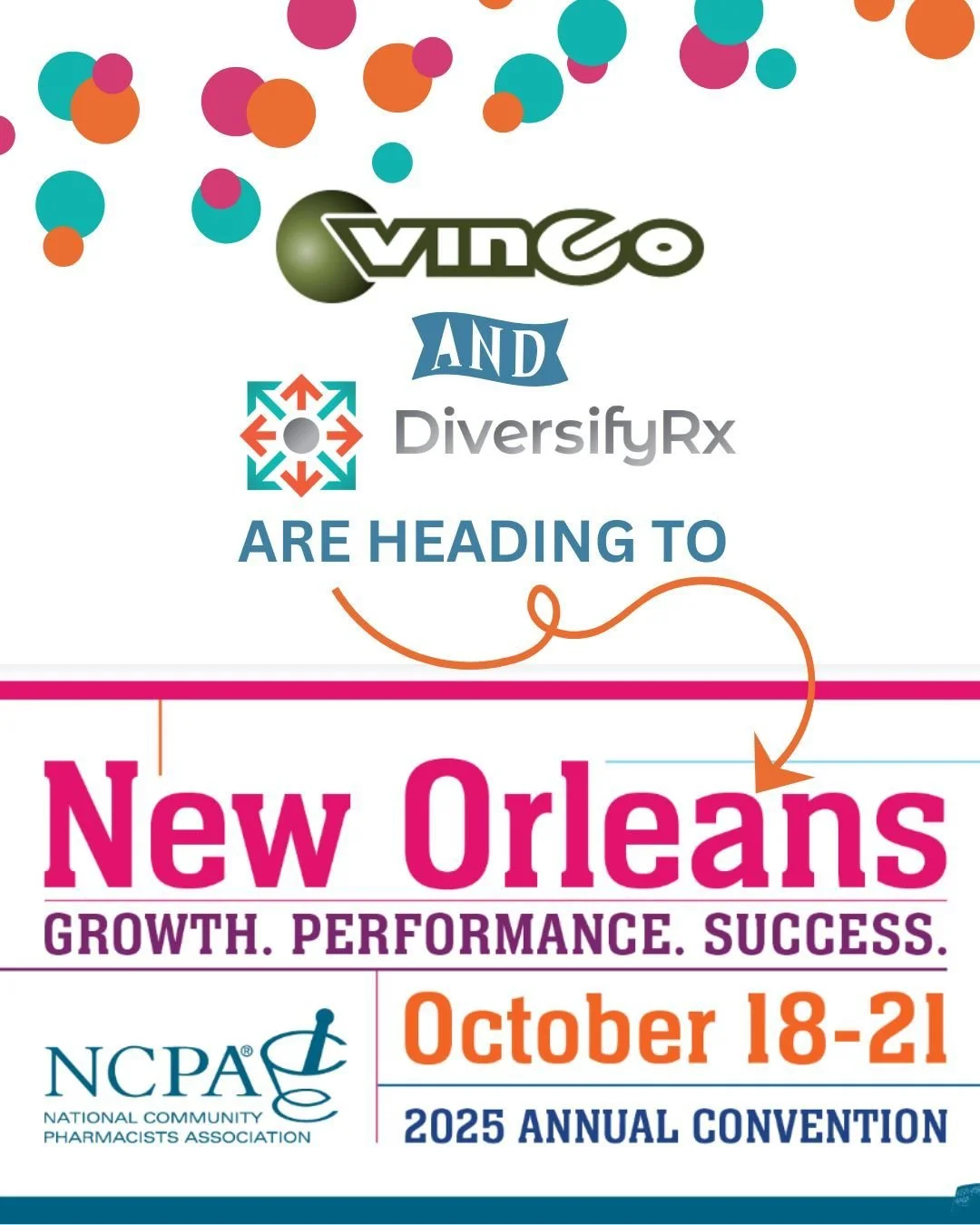 🛫We're heading to the NCPA Annual Convention in New Orleans!

👏We are also proud to announce we will be exhibiting alongside @diversify_rx  for double the fun! This collaboration with @diversify_rx  is all about showing you how to maximize your pha