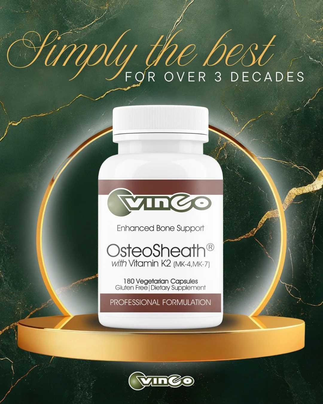 OsteoSheath&reg; has been Vinco&rsquo;s best seller for over 30 years, and it&rsquo;s easy to see why.  Made up of bioavailable calcium and other complementary ingredients (hello K2!), OsteoSheath&reg; supports healthy bone density, bone development,
