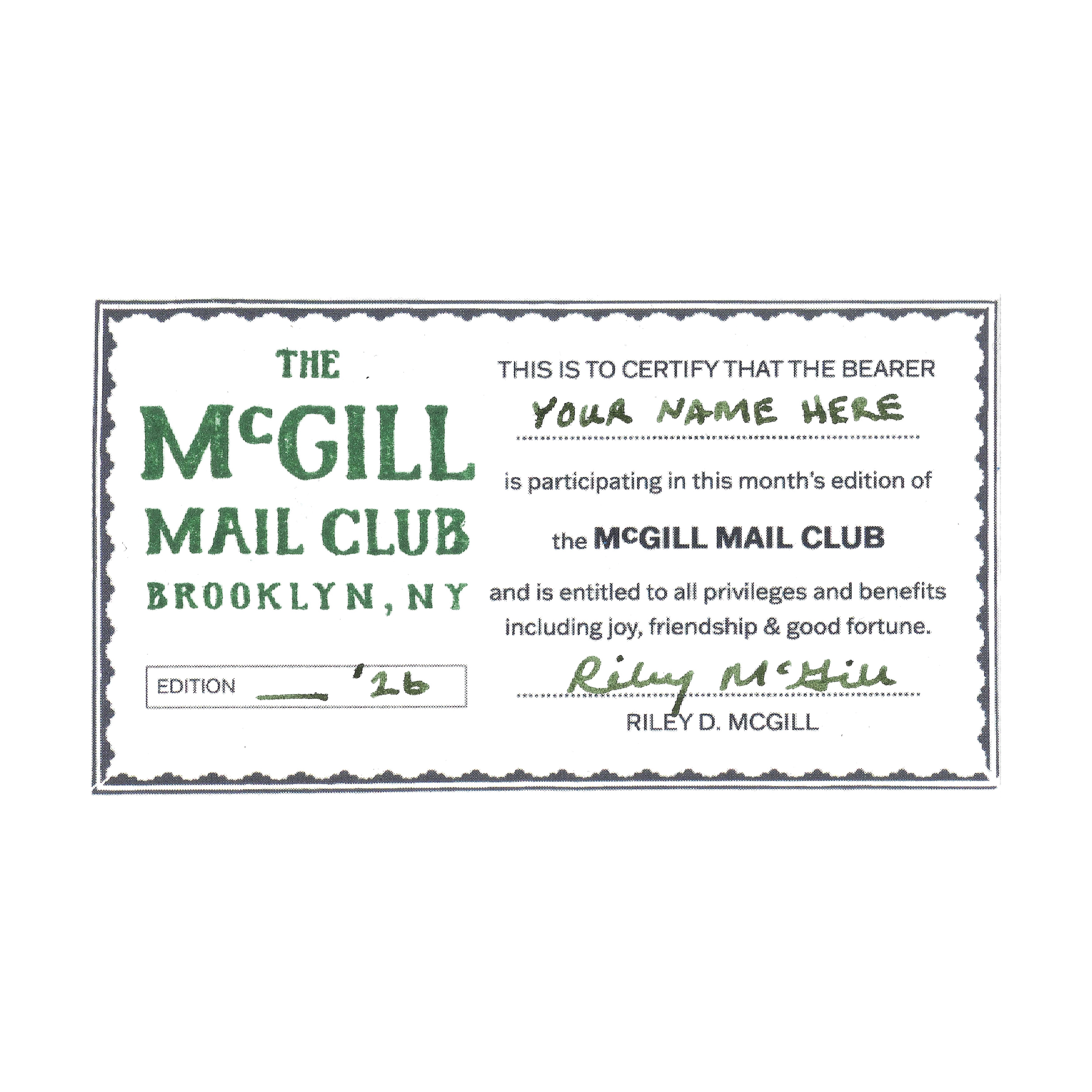 The McGill Mail Club (Monthly)