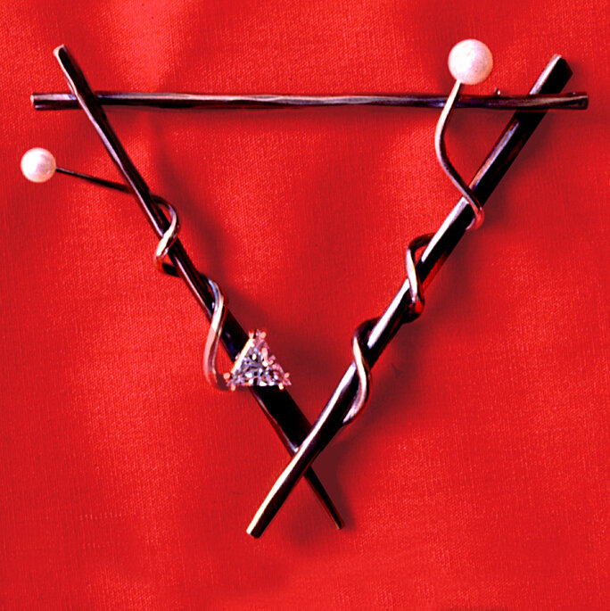  Pearls, pink cz and sterling silver 